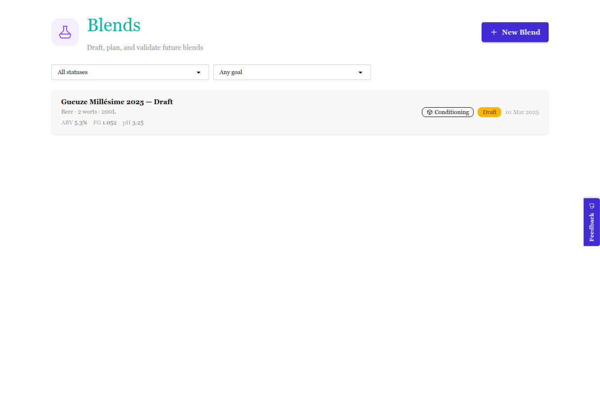 Blending plan detail